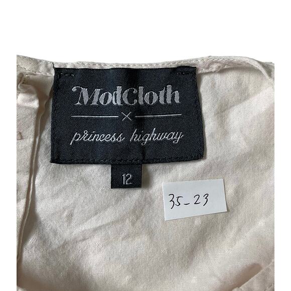 Modcloth Princess Highway Light Peach Cotton Round Neck Women's Size 12 | 35-23 - Picture 3 of 7